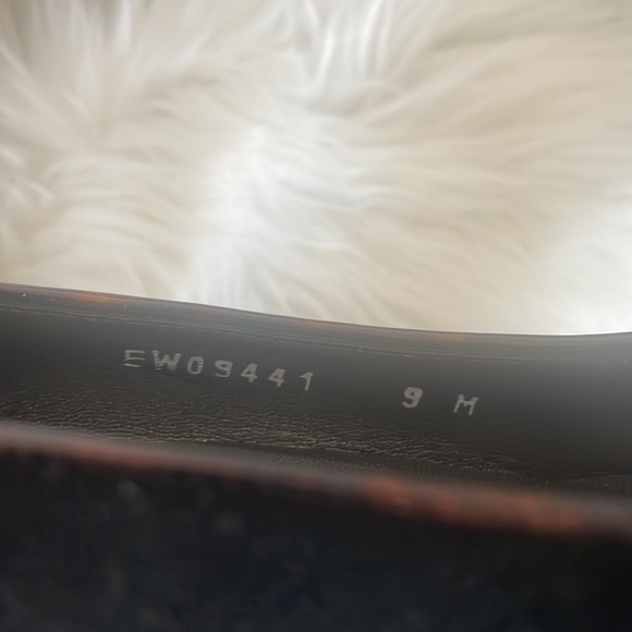 Stuart Weitzman wedge flat brown marble patent and black suede vintage Sz 9M - Picture 5 of 15